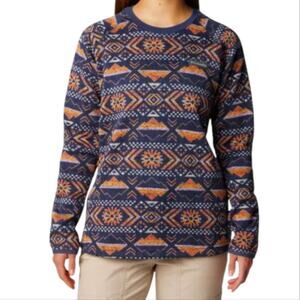 Columbia Womens Sweater Weather Fleece Crew Neck‎ Pinecone Print Gorpcore Small